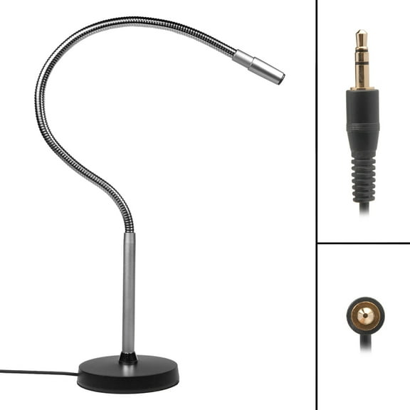 Professional Gooseneck 3.5 mm Conference Microphone Heavy Duty Metal Design Fully Adjustable Uni-Directional Cardioid Dictation