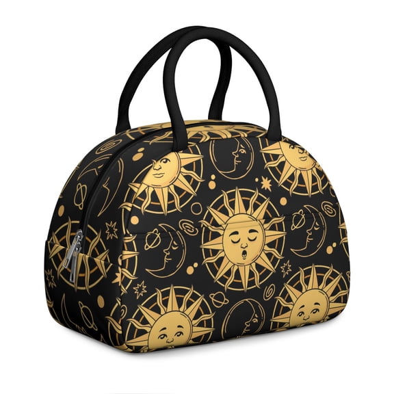 Professional Gothic Starry Night Lunch Box for Women - Moon & Stars Pattern, Insulated Reusable Leakproof Cooler Bag with Shoulder Strap