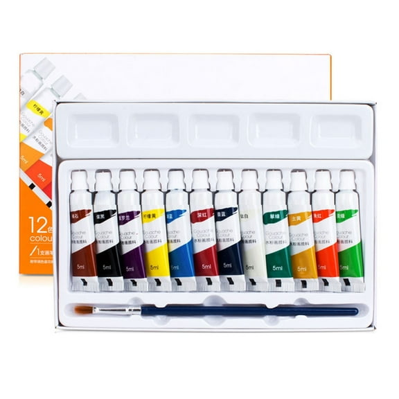 Professional Gouache Paint Set with Paint Brush for Artist Beginner Adult Kid Rich Pigment Gouache Tubes Set 5ml/Tube