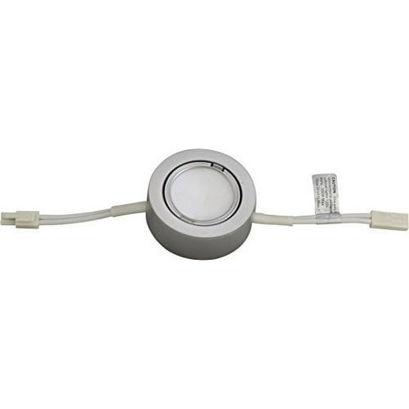 Professional Grade - 1 Silver Plastic Cover LED Puck Light – Warm White Light (3,000k) - Under Cabinet and Furniture - 120v/110v - Dimmable - Line-voltage