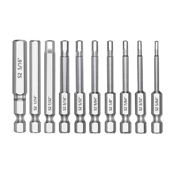 Professional Grade 10PCS Screwdriver Bits Set S2Alloy Steel 5/32 3/16 7/32 1/4 5/16 5/64 3/32 7/64 1/8 9/64