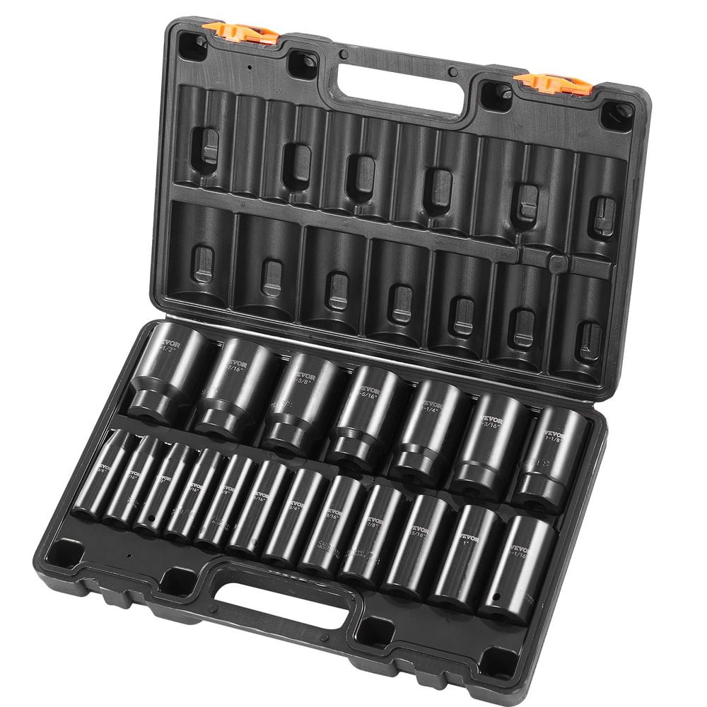 Professional-Grade 19-Piece 1/2 Drive Impact Socket Set | Deep 6-Point ...