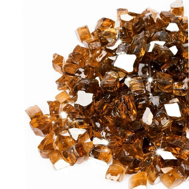 Professional Grade 20 lbs Fire Pit Glass Rocks, 1/2Inch Reflective Glass for Outdoor Fire Pit