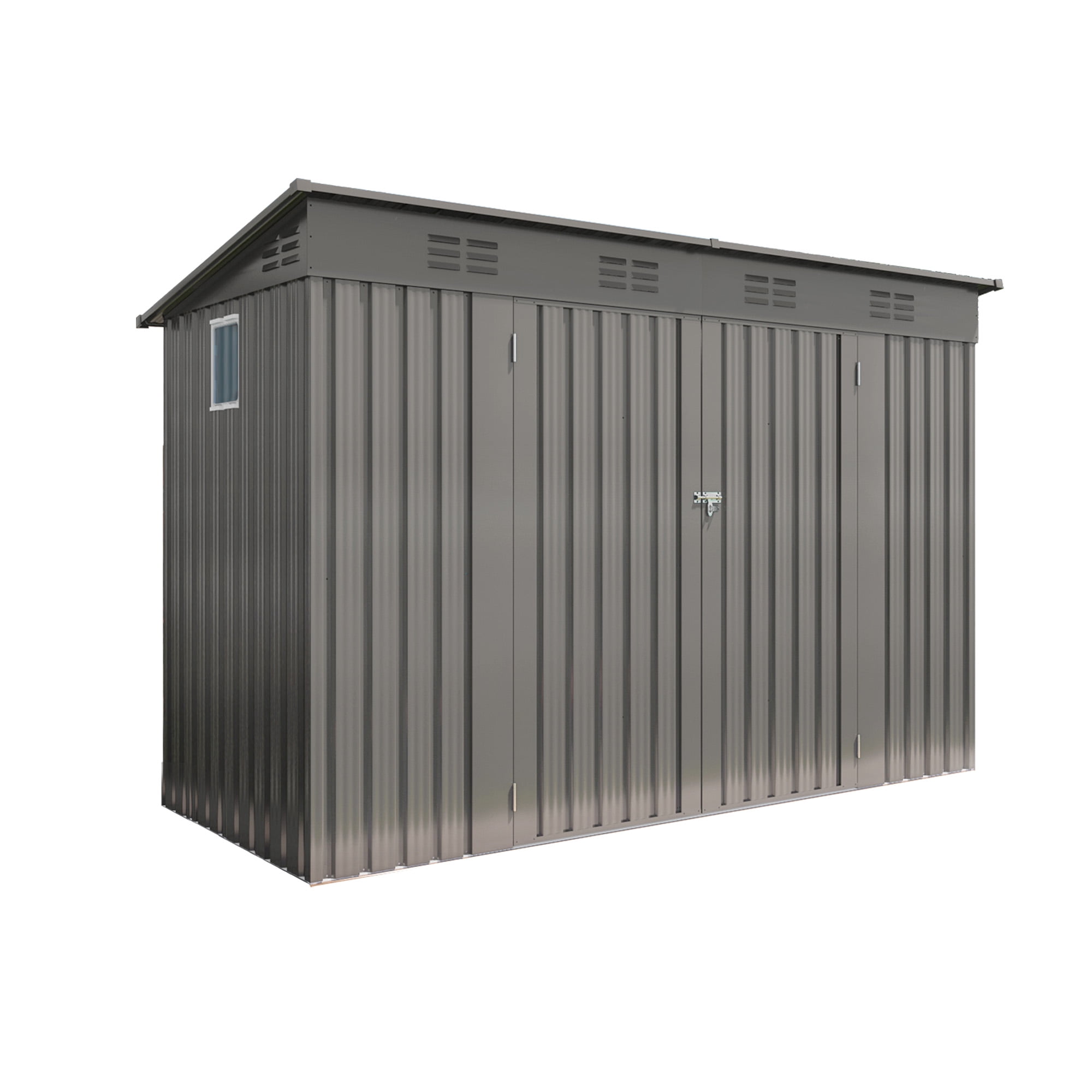 4x9 FT Metal Shed with Vents and Window, Sloping Roof Outdoor Storage for Garden Tools, Backyard, Patio, Ventilated & Weather-Resistant