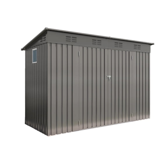 4x9 FT Metal Shed with Vents and Window, Sloping Roof Outdoor Storage for Garden Tools, Backyard, Patio, Ventilated & Weather-Resistant