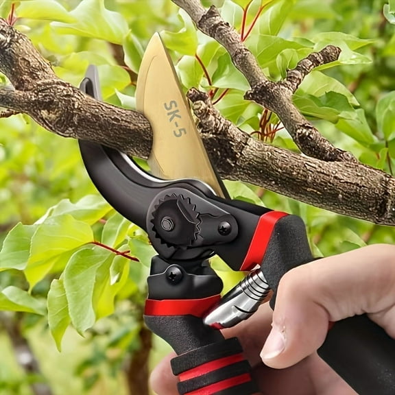 Professional Grade 8.5 Inch Titanium Bypass Pruning Shears - Ultra Sharp Heavy Duty Gardening Scissors for Precise Trimming of Trees Hedges Roses - Ergonomic Non-Slip Handles Rust Proof Titanium