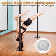 Professional Grade Black Dance Pole, 45mm Chrome-Plated Steel, Dual Mode Spinning/Locking, Telescopic No-Drill Design, Supports 441lbs, Ideal for Gym, Yoga, or Club