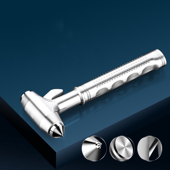 Car Safety Hammer Glass Breaker for Vehicles Multi-functional Window Breaker with Tungsten Steel Head Emergency Escape Tool for Cars and Trucks silver
