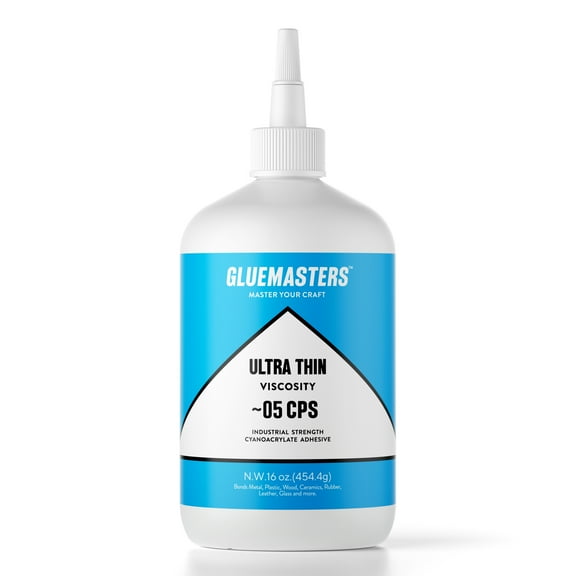 Professional Grade Cyanoacrylate "Super Glue" by Glue Masters - 16 oz - Ultra Thin Viscosity, Clear