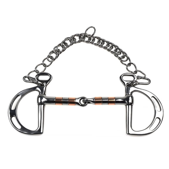 Professional Grade Double Chain Horse Bit Stainless Steel Mouthpieces for Sensitive Horses Cycling Comfortable