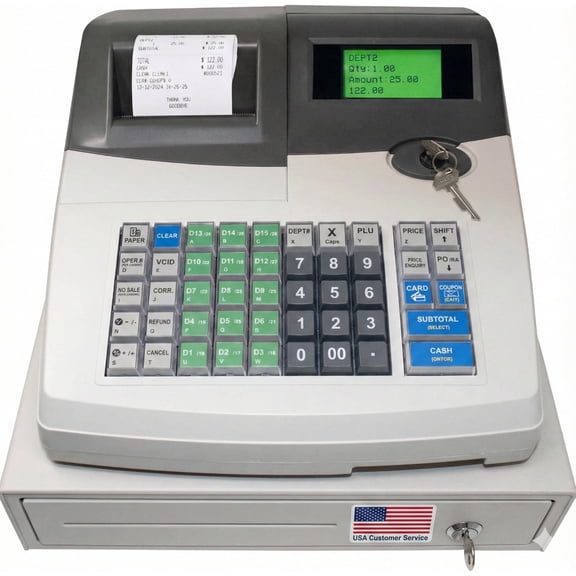 Professional Grade Electronic POS Cash Register Model XR-500 Pro with Built-in Thermal Printer, Steel Cash Drawer (4 Bill / 5 Coin), and Multi-user Management System