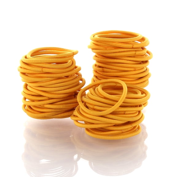 Professional Grade Hair Ties for Thick & Long Hair - 100 Pack Yellow Gold, No Metal Elastic Ponytail Holders, Ouchless Stretchy Hair Bands for Women & Men Bun, Bulk Value Pack