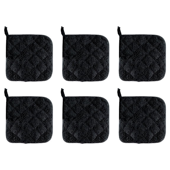 Professional Grade Heat Resistant Pot Holders, Washable Cotton Quilted Multipurpose Hot Pads for Kitchen, Large Size Set of 6-piece, Fashionable with Hanging Loops
