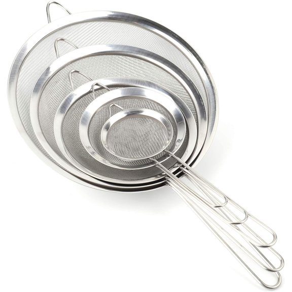 Professional Grade Kitchen Strainer Set, Stainless Steel Ultra-fine Mesh Strainer For Tea, Coffee, And More, 5PCS
