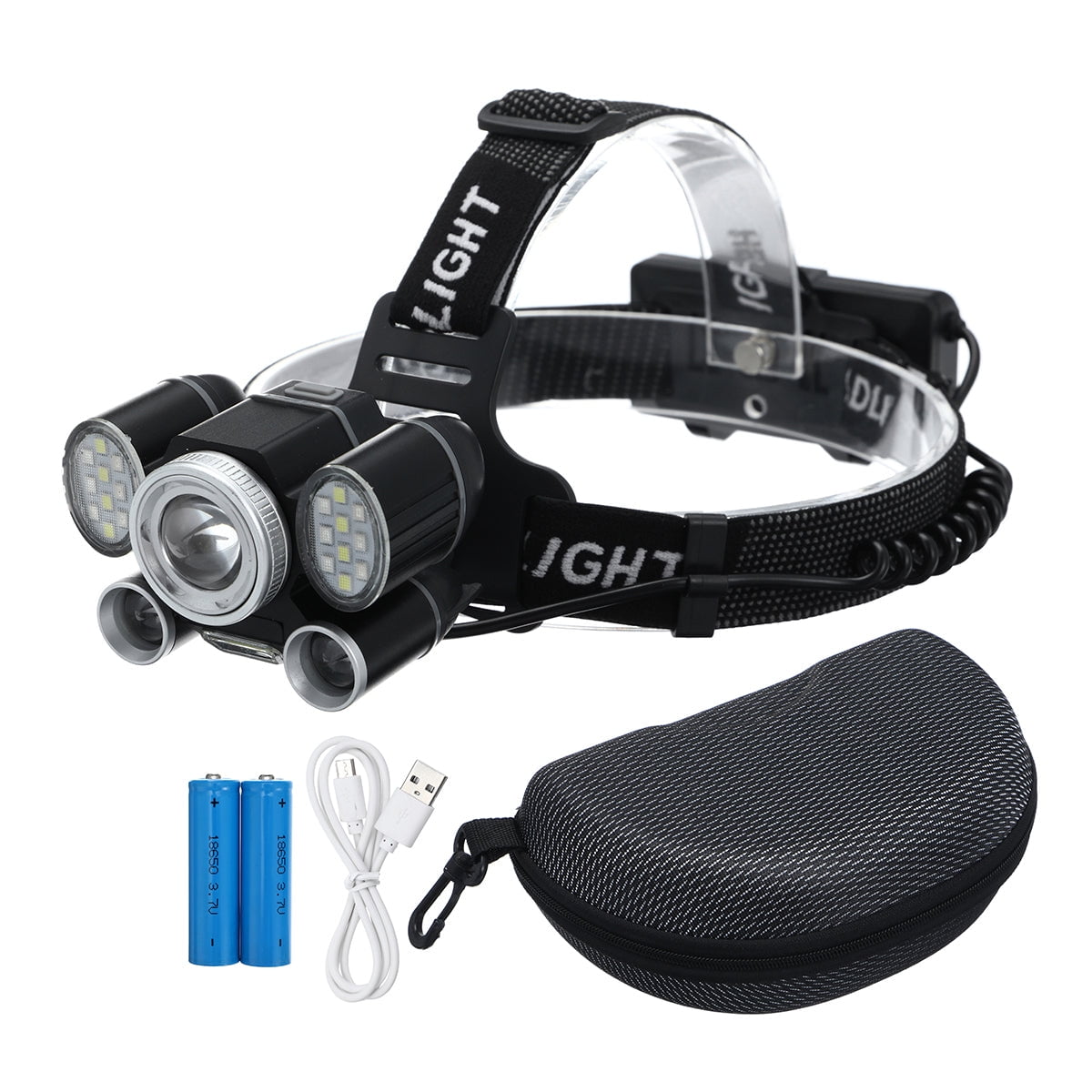 Professional Grade LED Headlamp Flashlight Powerful Zoom, 5 Lighting