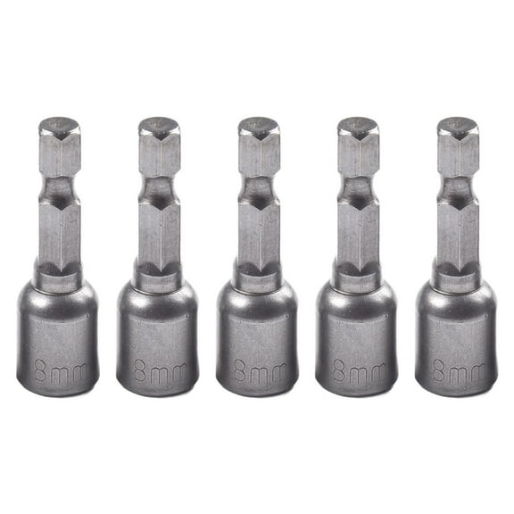 Professional Grade Magnetic Nut Driver Set 8mm Hex Socket Adapter (5pcs)