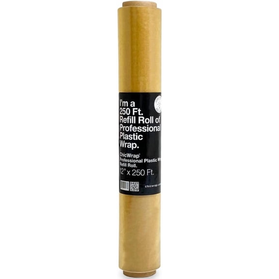 Professional Grade Plastic Wrap Refill Roll - 12 Inch X 250 Feet BPA Free and Kosher Certified Reduces Waste & Saves Money