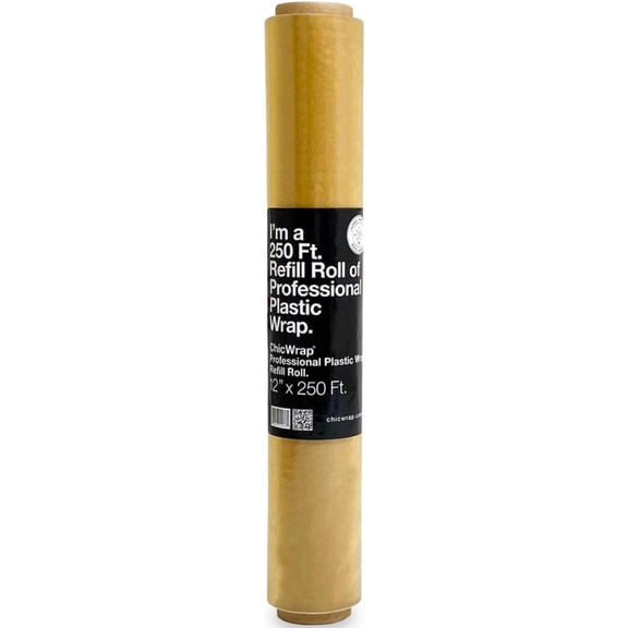 Professional Grade Plastic Wrap Refill Roll - 12 Inch X 250 Feet - Professional Grade Plastic Wrap - BPA Free and Kosher Certified - Reduces Waste & Saves Money