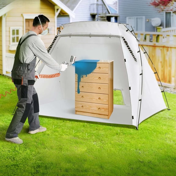 Professional-Grade Protection for Your DIY Projects: Portable Paint Booth - 7.5x5.2x5.2ft Oversized Spray Shelter with Built-in Floor & Premium Mesh Ventilation