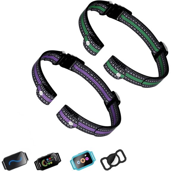 Professional-Grade Replacement Strap for Electronic Dog Collars - Adjustable Shock/Bark Training Collar Band with Secure Buckle, Compatible with Most E-Collar Systems (Purple & Green)