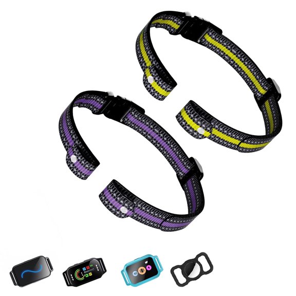 Professional-Grade Replacement Strap for Electronic Dog Collars - Adjustable Shock/Bark Training Collar Band with Secure Buckle, Compatible with Most E-Collar Systems (Purple & Green)