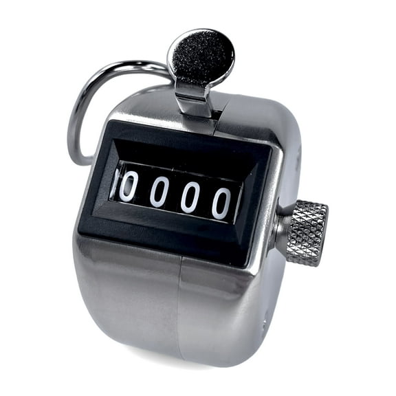Professional Grade Stainless Steel Tally Counter - Japanese Made 4-Digit Handheld Clicker Counter, Pitch Counter Clicker, People Counter