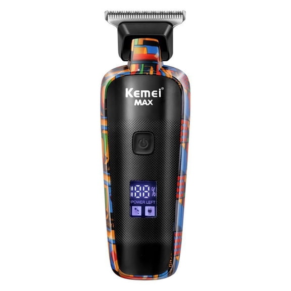 Professional Graffiti Hair Clipper  Cordless Electric Bald Head Trimmer with LCD Display, Type-C USB Charging, Steel T-Blade, 3W Motor, 60-Min Runtime for Barbershop and Home Use