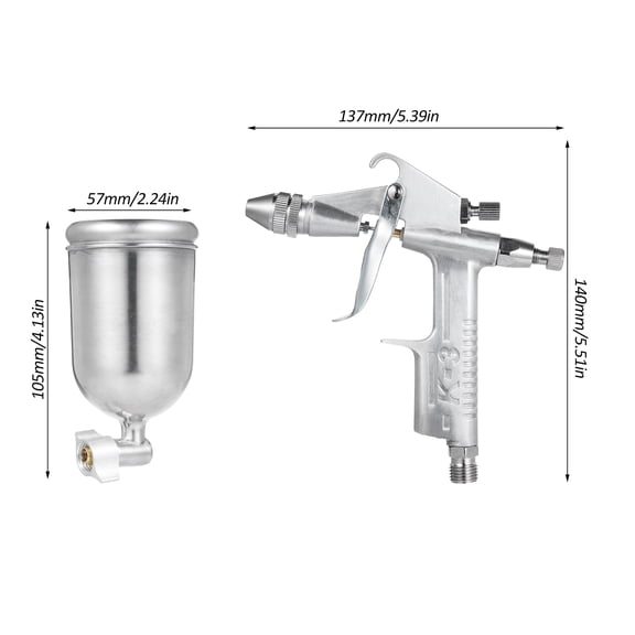 Professional Gravity Feed HVLP Mini Air Paint Sprayer, 0.5mm Nozzle & 150cc Capacity Fluid Cup (5.4 x 5.7 x 2.5 Inches / 13.7 x 14.5 x 6.3 cm)