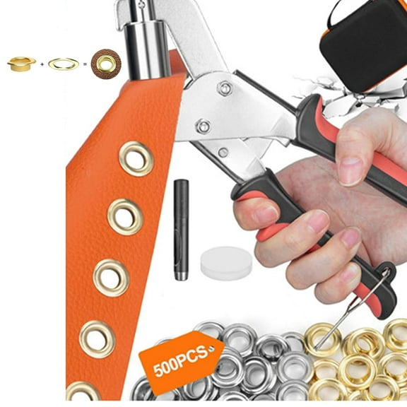 Professional Grommets Kit, Grommet Tool Kit, Heavy Duty Grommet Kits, with 500 Pcs 3/8 Inch 10mm Grommets, for Canvas, Tarps, Leather, Tents, Banner & Fabric