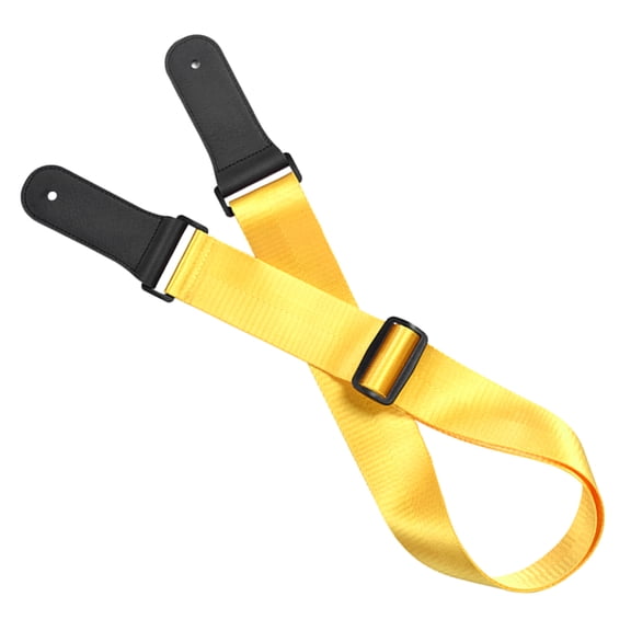 Professional Guitar Strap with Top Grain Leather Ends and Durable Adjustable Nylon Belt for Acoustic Folk Classical Electric Guitars Bass Ukulele Gold 36.2 to 61.4 inches