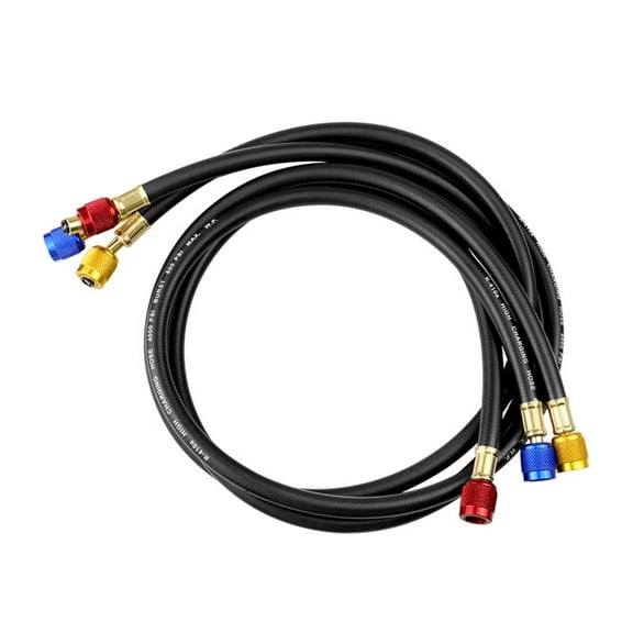 Professional HVAC Charging Hose Set, 3 Color Coded Hoses with Valves for Multiple Refrigerants R1234YF R404A