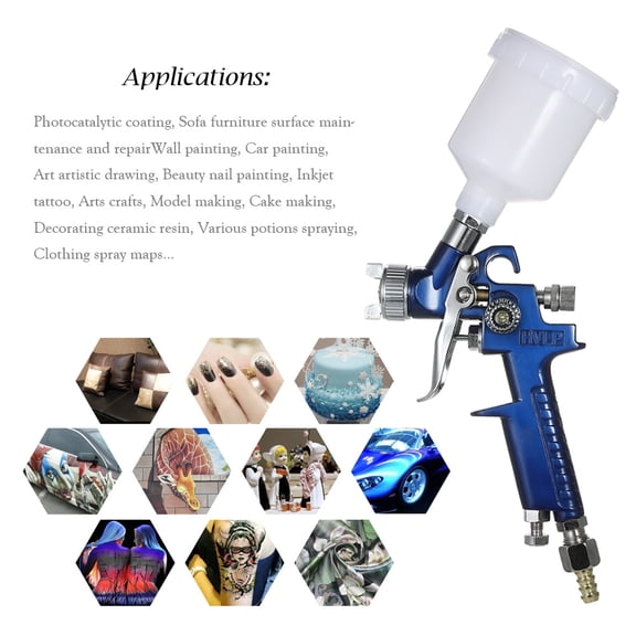 Professional HVLP Air Spray Gun, 1.0mm Nozzle Gravity Feed Paint Sprayer Tool for Car, Furniture, and Art Painting, Blue