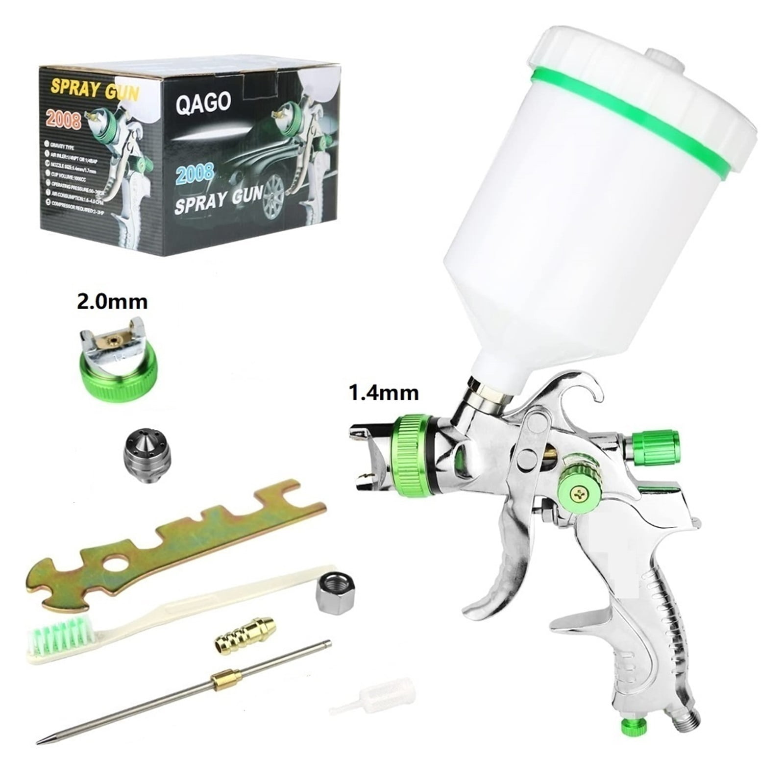 EUMAYES HVLP-verfspuitpistool set met 1,4/1,7/2,0/2,5 mm spuitmonden en