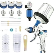 Throohills Professional HVLP Spray Gun, 1.4/1.7/2.0mm Nozzle HVLP High Atomization Flow Adjustable Pneumatic Gravity Spray GunBlue