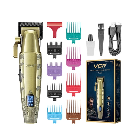 Professional Hair Clipper Cordless Hair Cutting Machine with LED Display, 2600mAh Rechargeable Battery, DLC and Titanium Coated Blade, Adjustable Taper Lever, USB Charging for Home and Barber Use