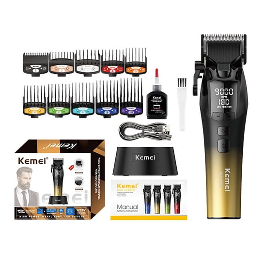 Professional Hair Clipper Cordless,TTOOGO High Speed Electric Barber Trimmer with LCD Display 9000 RPM Adjustable Blade USB Rechargeable for Men Salon Home Use
