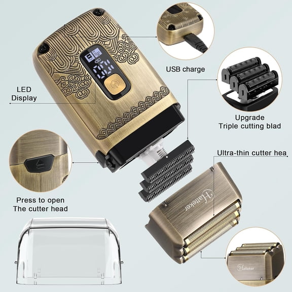 Professional Hair Clipper Electric  Foil Shavers for Men Body Nose Ear Hair Grooming Kit with Triple Blades Cordless Waterproof