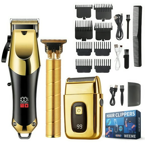 Professional Hair Clipper for Men, 3 in 1 Hair Clipper Beard Trimmer and Electric Foil Shaver Set with LED Display, Cordless Grooming Kit for Home, Travel, Barber, Ideal Gift for Him
