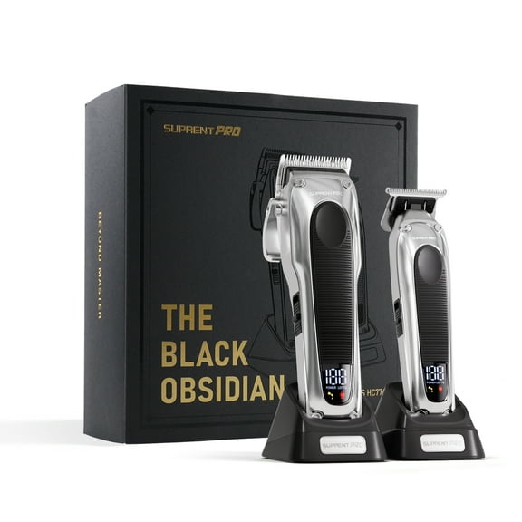 Professional Hair Clipper for Men, Barber Hair Clipper Set, Brushless Motor & DLC-Coated Blade,Cordless Hair Clipper with Zero Gap Hair Trimmer kit for Men(Silver)