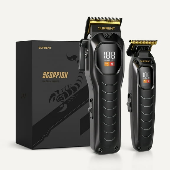 Professional Hair Clipper for Men, Barber Hair Clipper Set, Professional Cordless Hair Clipper with Zero Gap Hair Trimmer Combo with LED Display,9 Premium Guards kit for MenBlack