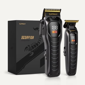 Professional Hair Clippers for Men, Barber Clipper and Zero Gap Hair Trimmer Combo, Cordless Hair Cutting Kit with LED Display and 9 Guards (Black)