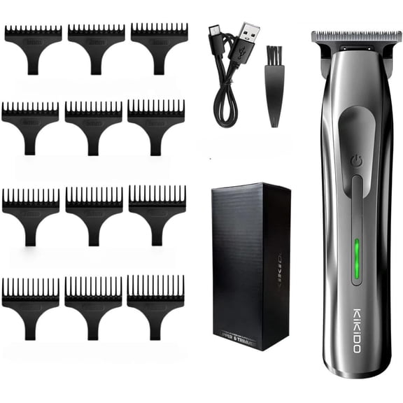 Professional Hair Clipper with Powder Metallurgy Blades, Rechargeable Electric Hair Trimmer with 12 Guide Combs, USB-C Fast Charging, Quiet Motor for Barber & Home Use