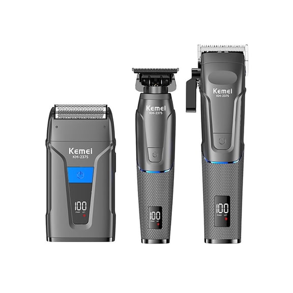 Professional Hair Clipper Set  TTOOGO 3-in-1 Salon Hair Trimmer Kit with Shaver, Engraving Trimmer, and Haircut Shears, USB Rechargeable, LCD Display, Fast Charging, ABS Body