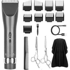Professional Hair Clippers Cordless Barber Shavers Rechargeable Hair Cutting Kit with 1 Hairdressing Cape 2 Scissors 9 Comb Guides