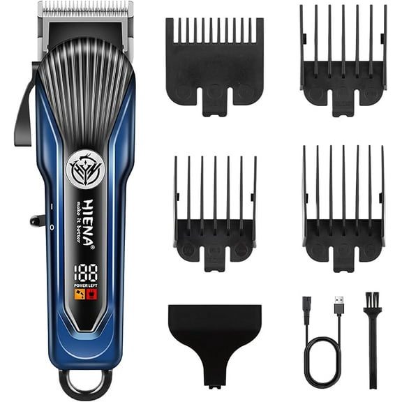 Professional Hair Clippers for Men, Cordless Barber Clippers, Electric Clippers for Hair Cutting, USB Rechargeable 240 Minutes of Use Time with LED Display and 4 Guide Combs (Gold)