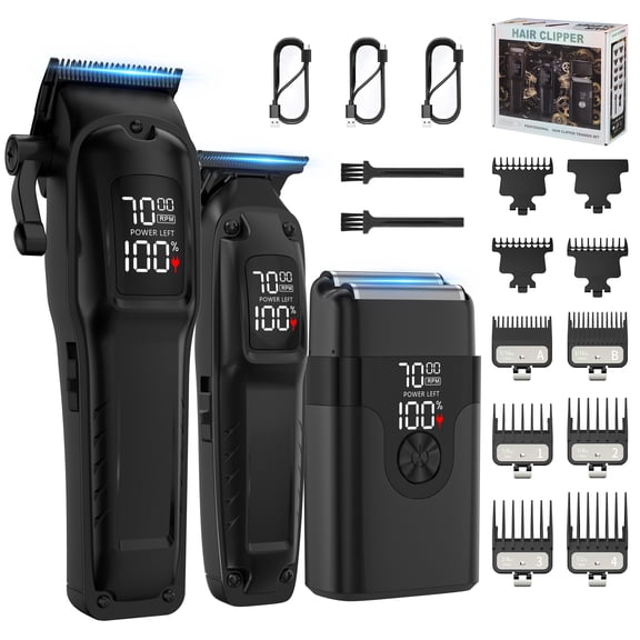 Professional Hair Clipper for Men, 3 in 1 Hair Clipper Beard Trimmer and Electric Foil Shaver Set with LED Display, Cordless Grooming Kit for Home, Travel, Barber, Ideal Gift for Mens