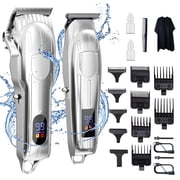 Professional Hair Clippers for Men Cordless Barber Clippers and Trimmer Set with LED Display 11 Guide Combs, Zero Gap T-Blade Beard Hair Trimmer