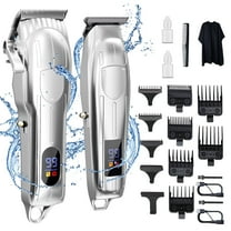 Professional Hair Clippers for Men: Cordless Barber Clippers and Trimmer Set with LED Display 11 Guide Combs, Zero Gap T-Blade Beard Hair Trimmer