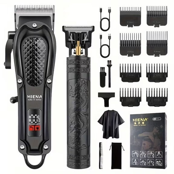 Professional Hair Clippers for Men - Cordless Beard Trimmer for Men, LCD Display Hair Clippers and Trimmer Set for Barber Haircut & Mens Grooming
