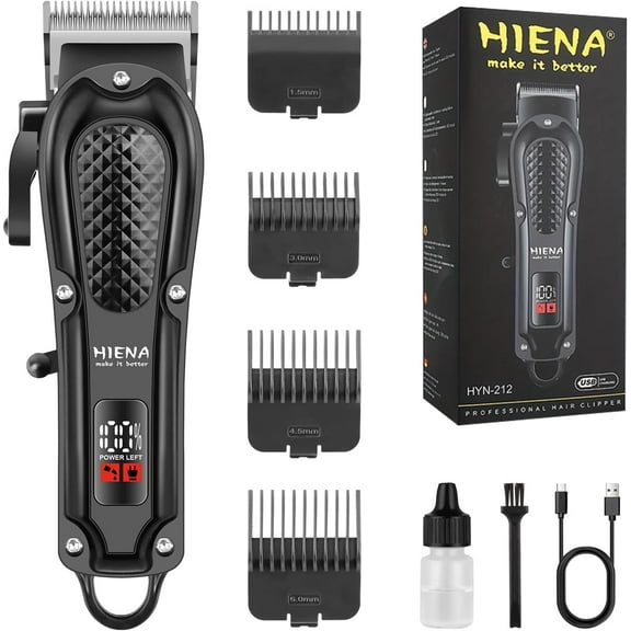 Professional Hair Clippers for Men, Cordless&Corded Barber Clippers for Hair Cutting, Rechargeable Beard Trimmer, LED Display, Gifts for Men (Black)